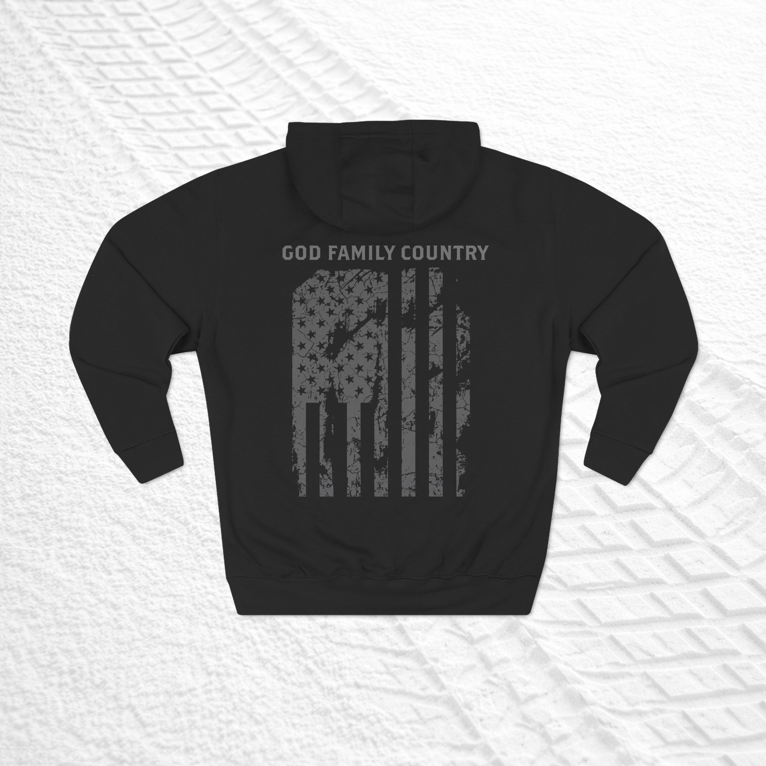 God Family Country Hoodie - Distressed American Flag Hoodie