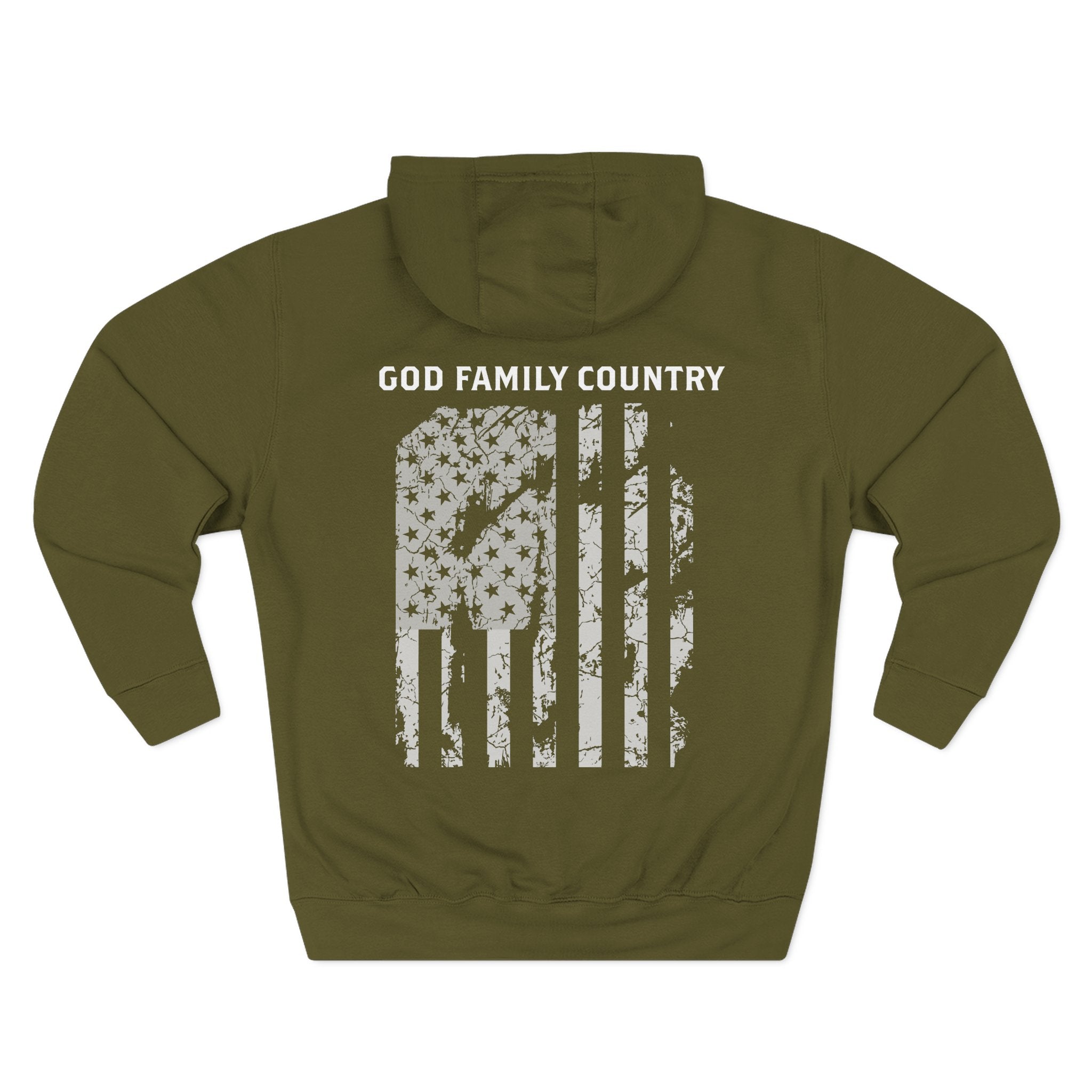 God Family Country Hoodie - Army Distressed American Flag Hoodie