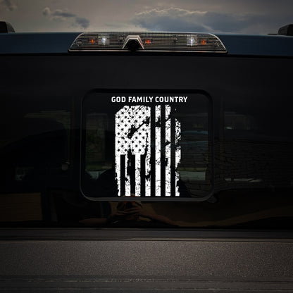 Rear Glass Slider GFC Distressed Flag Die-Cut Decal