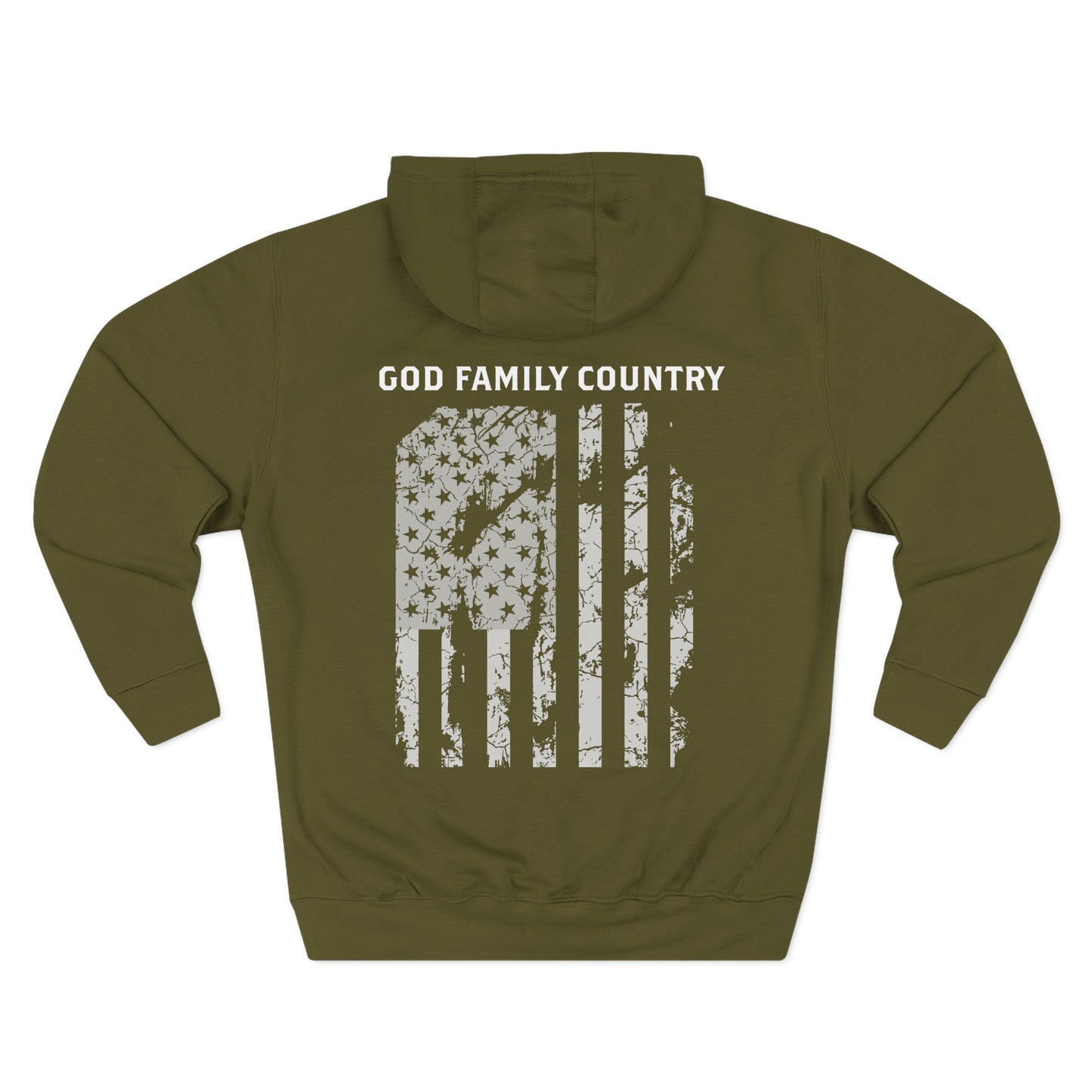 God Family Country Hoodie - Army Distressed American Flag Hoodie